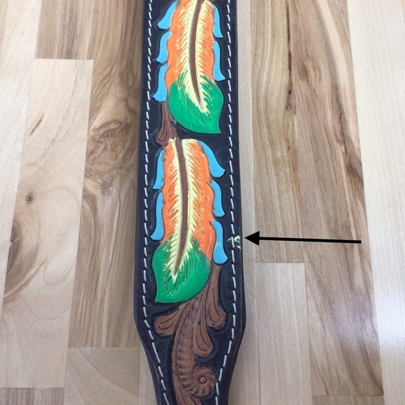 Mad Cow genuine leather jewelry dog collar handmade black green orange design - Picture 11 of 11